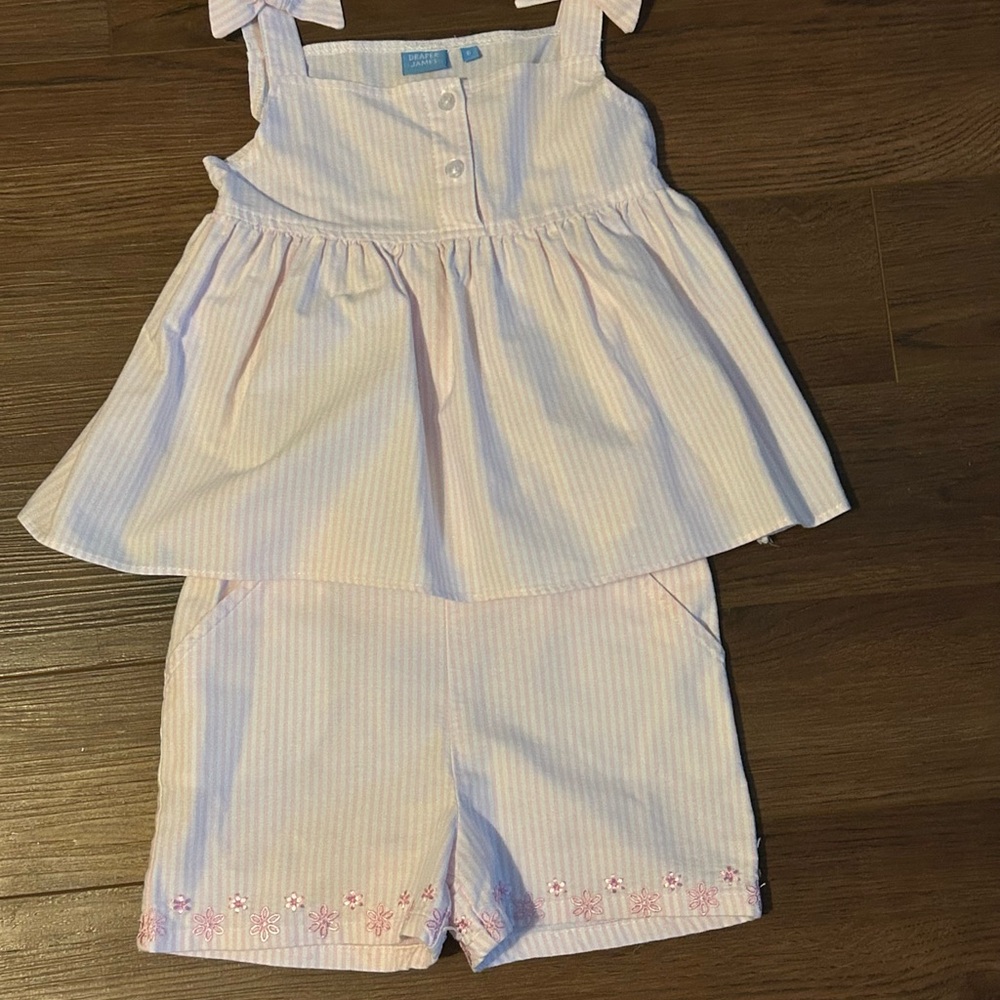 Draper James Pink and White seersucker Striped matching set
